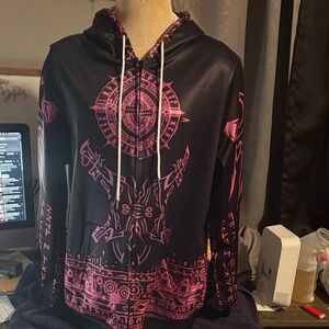 Chic Black and Pink Women's Graphic Hoodie